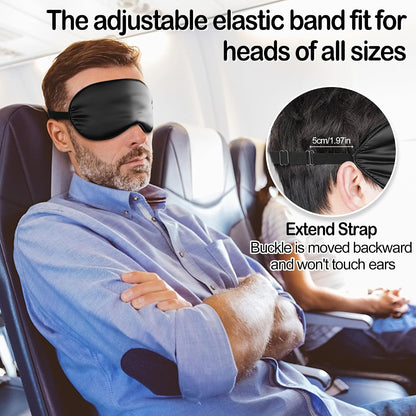 Sleep Mask Silk Eye Mask for Sleeping, Eye Cover Soft Satin Blindfold Adjustable Strap, Satin Blackout for Men & Women, Super Soft Eyeshade for Night Sleeping (Black)