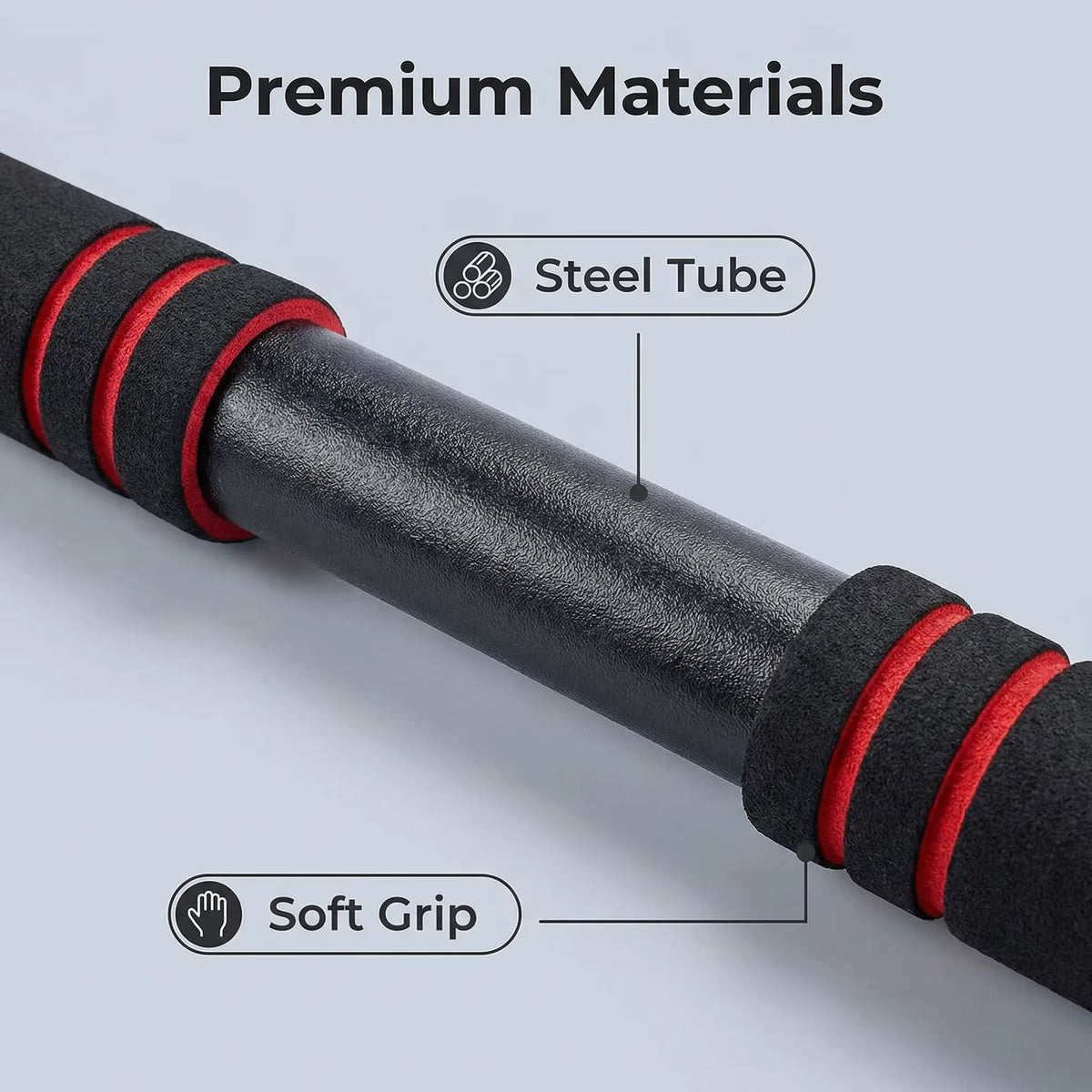 Doorway pull-up bar frame and grip detail