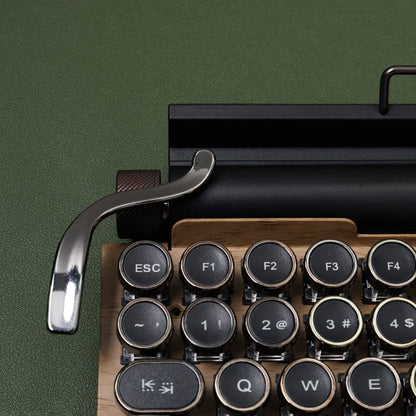 Retro typewriter mechanical keyboard with metal lever and backlight knobs