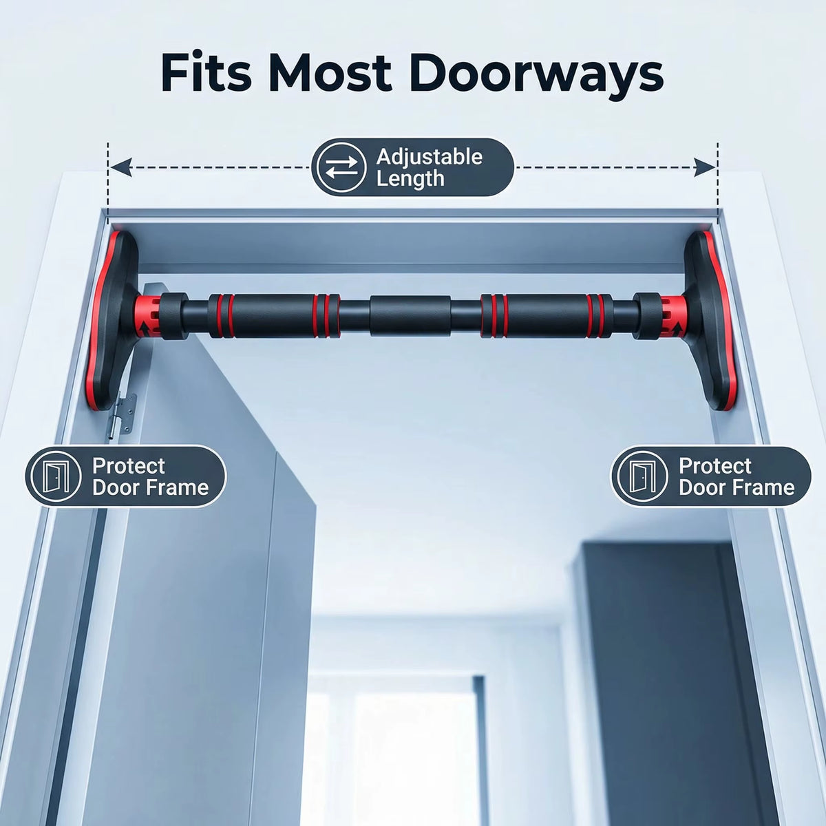 Adjustable doorway pull-up bar size options