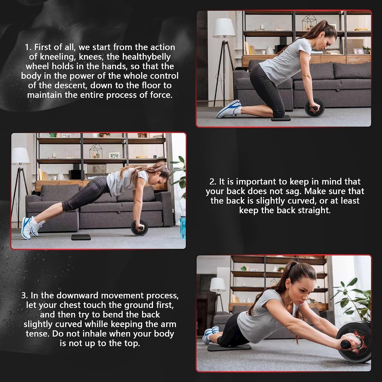 Dual wheel ab roller for core and ab training