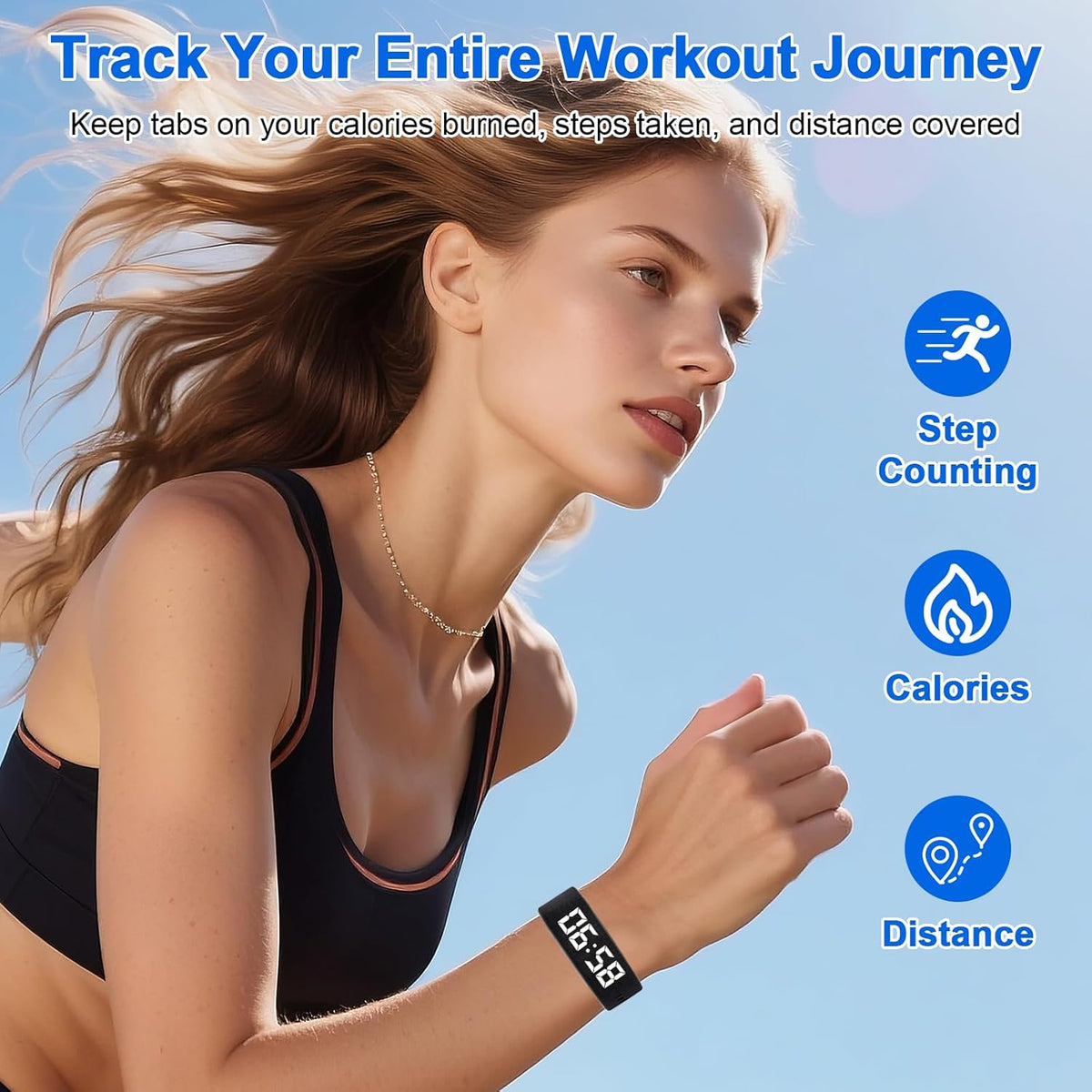 Waterproof Vibrating Alarm Clock Watch with Light-Up Display, Dual Alarms for Sleep & Sports Timekeeping, USB Charging, Ideal for Students & Athletes (Black)