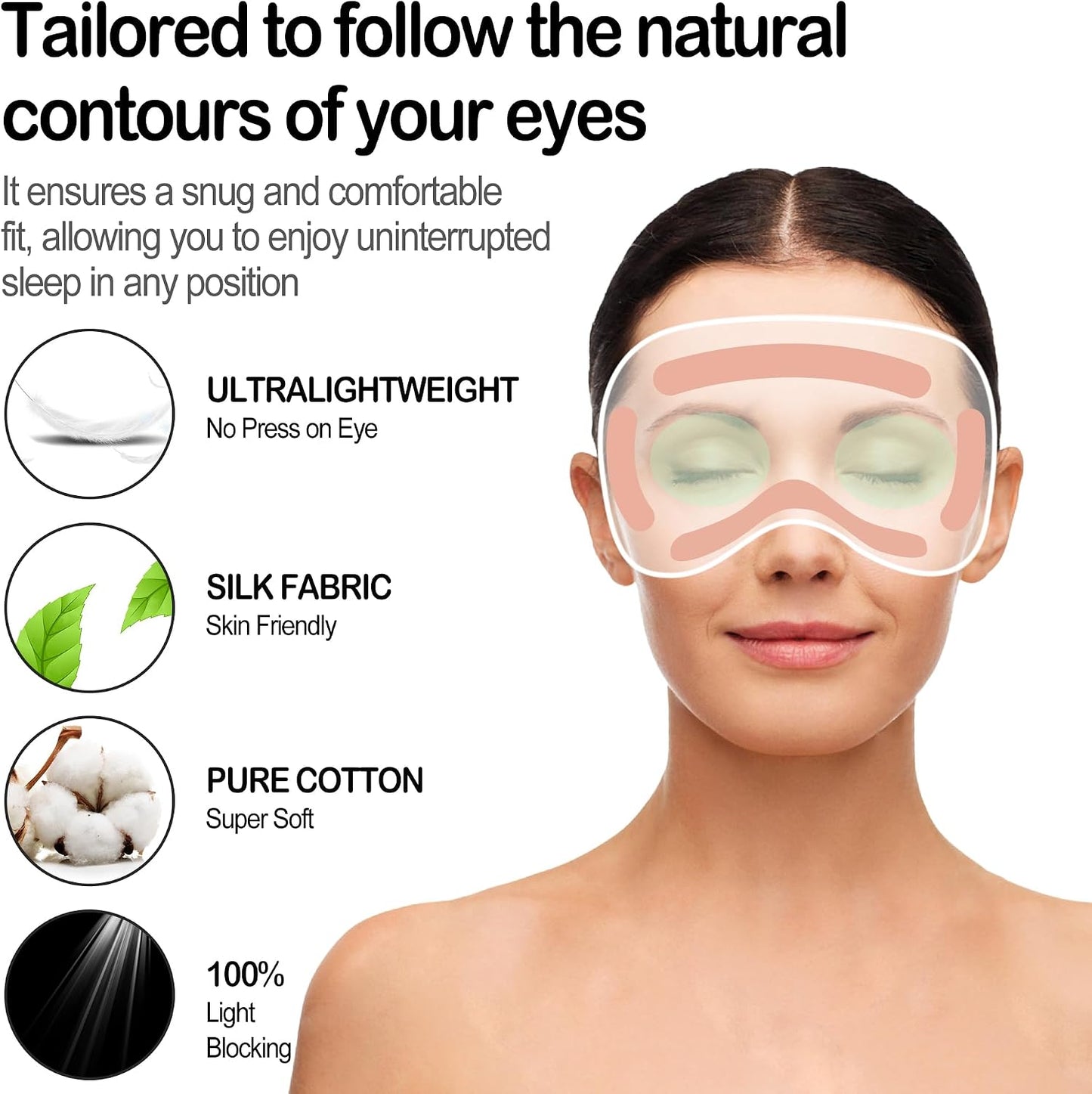 Sleep Mask Silk Eye Mask for Sleeping, Eye Cover Soft Satin Blindfold Adjustable Strap, Satin Blackout for Men & Women, Super Soft Eyeshade for Night Sleeping (Black)