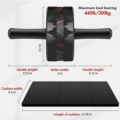Ab roller wheel with foam-padded handle for a secure grip