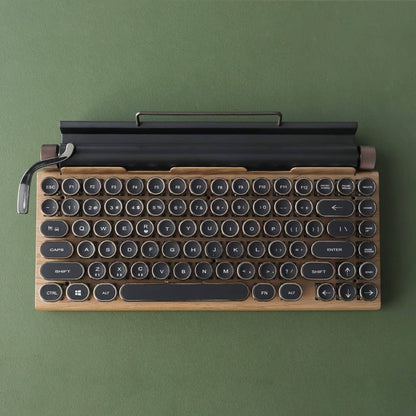 Retro typewriter mechanical keyboard with metal lever and backlight knobs