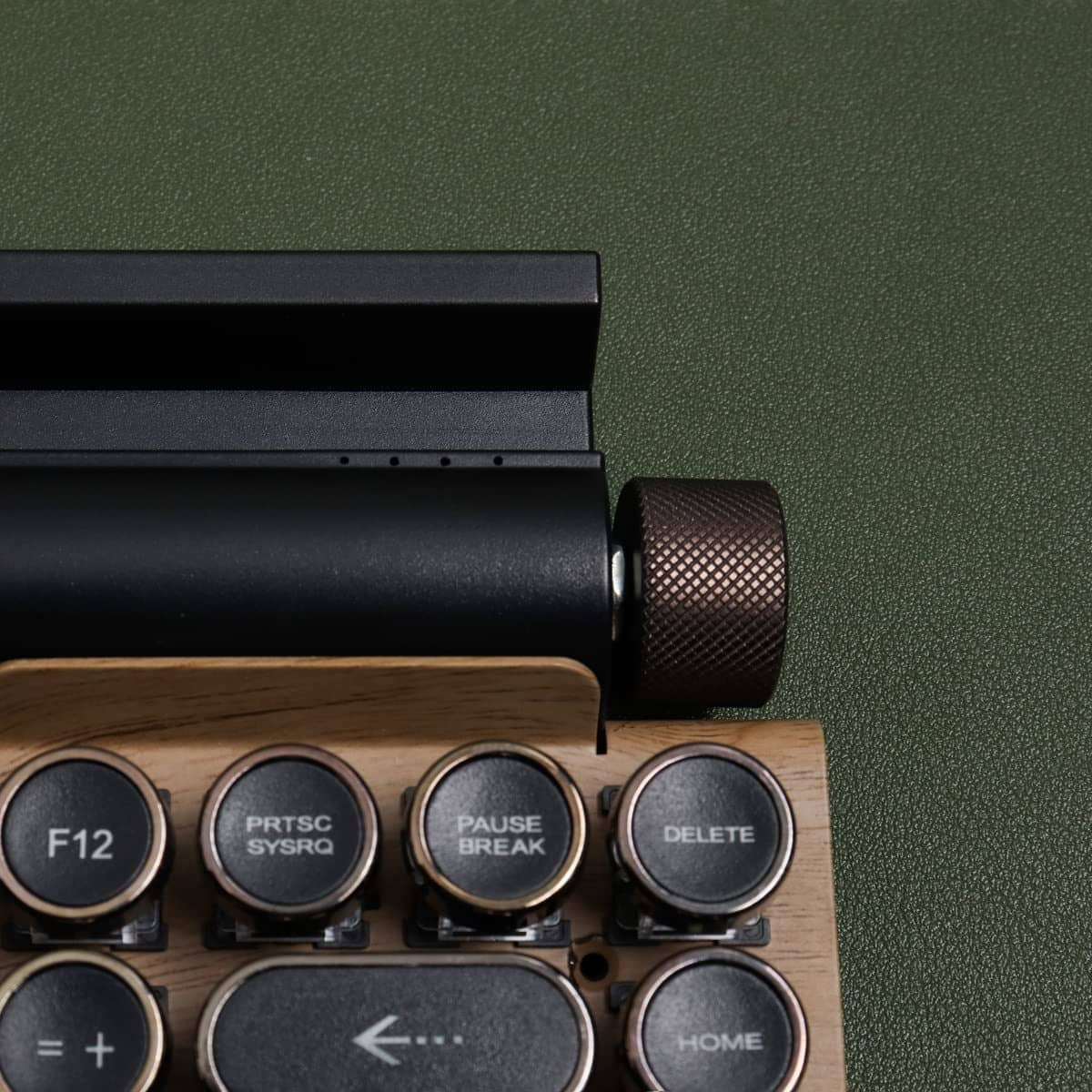 Retro typewriter mechanical keyboard with metal lever and backlight knobs