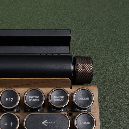 Retro typewriter mechanical keyboard with metal lever and backlight knobs