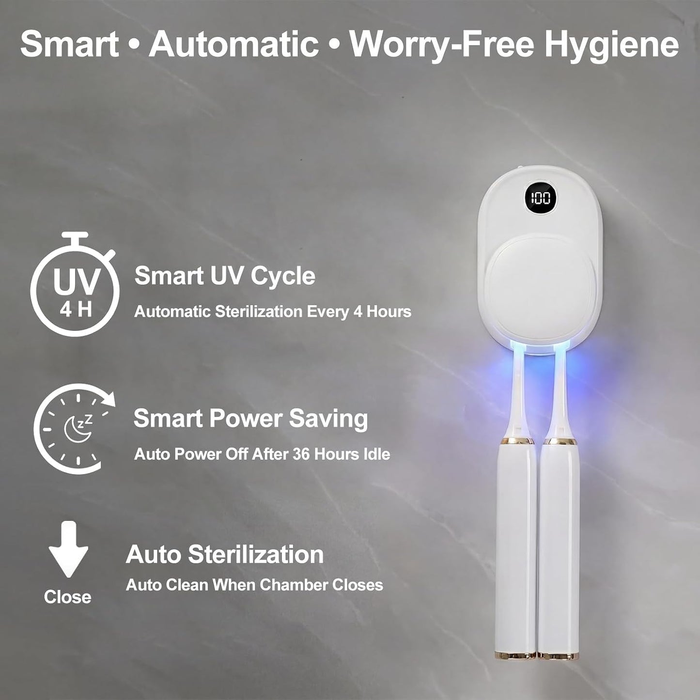 UV toothbrush sanitizer USB rechargeable charging port