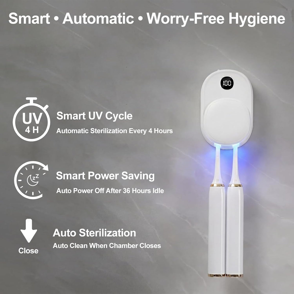 UV toothbrush sanitizer USB rechargeable charging port