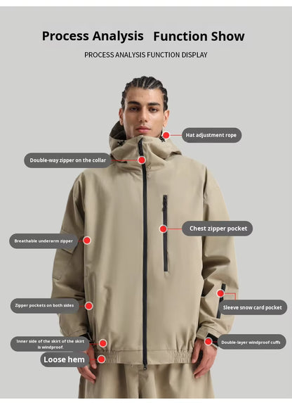 Men's & Women's Unisex Waterproof Ski Jacket - Windproof Snowboard Coat
