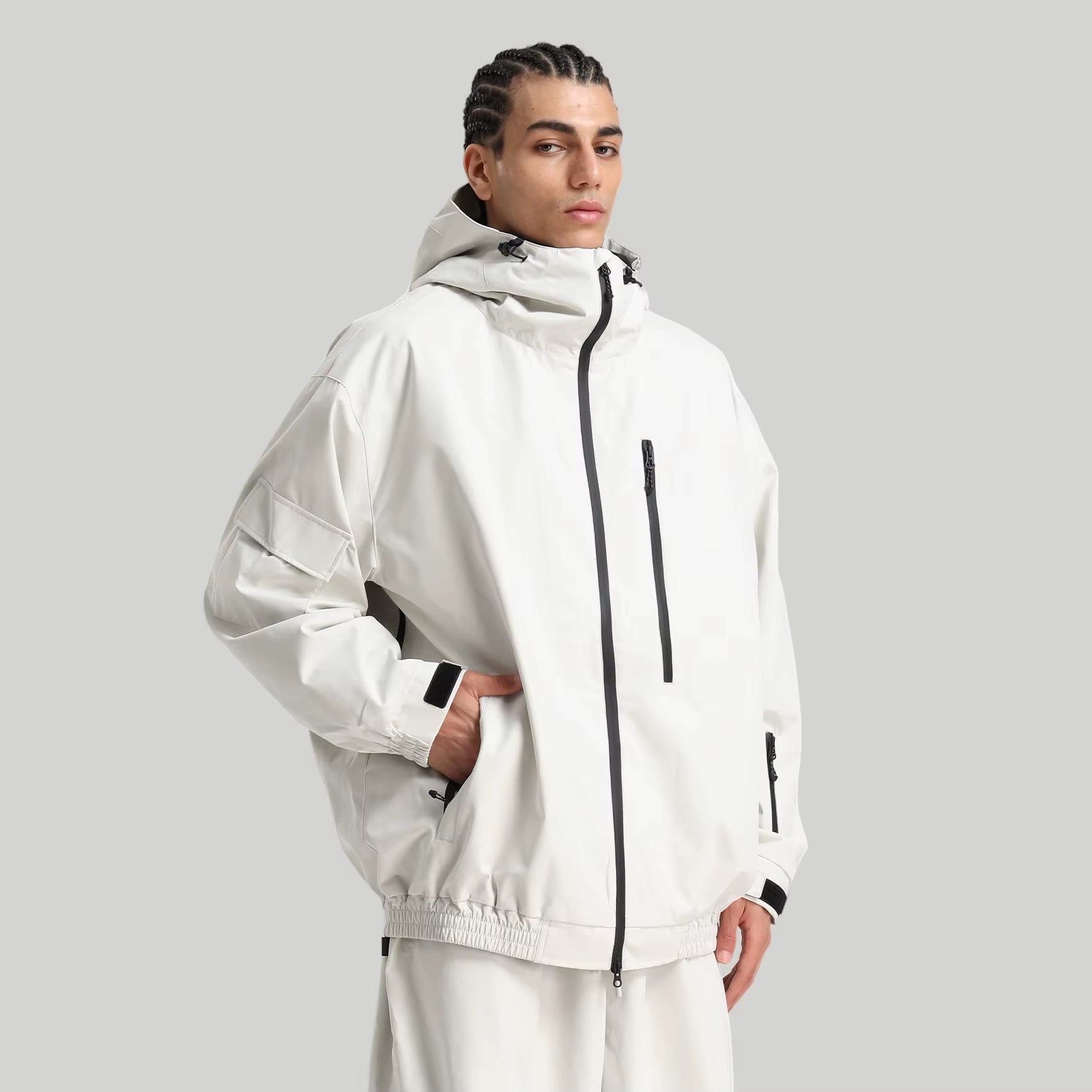 Men'S and Women'S Winter Ski Jacket Loose Fit Snowboard Workwear Coat with Windproof Waterproof Breathable Fleece Fabric