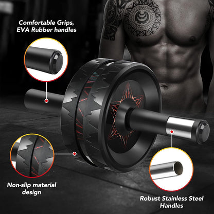 Ab roller wheel shown with thick foam knee pad
