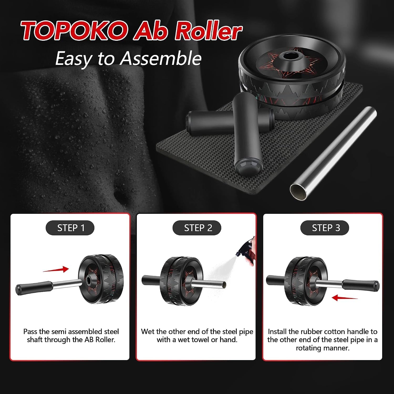 Ab roller wheel assembled and ready for a core workout
